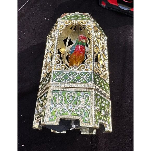 Vintage Chestnut Lane Enamel and Rhinestone Encrusted Bird Cage Exotic Bird -A18 - Picture 2 of 12